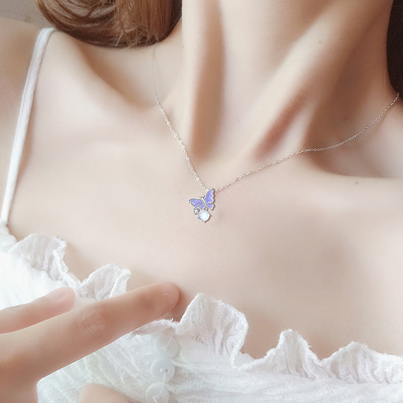 Collana farfalla argento in vetro