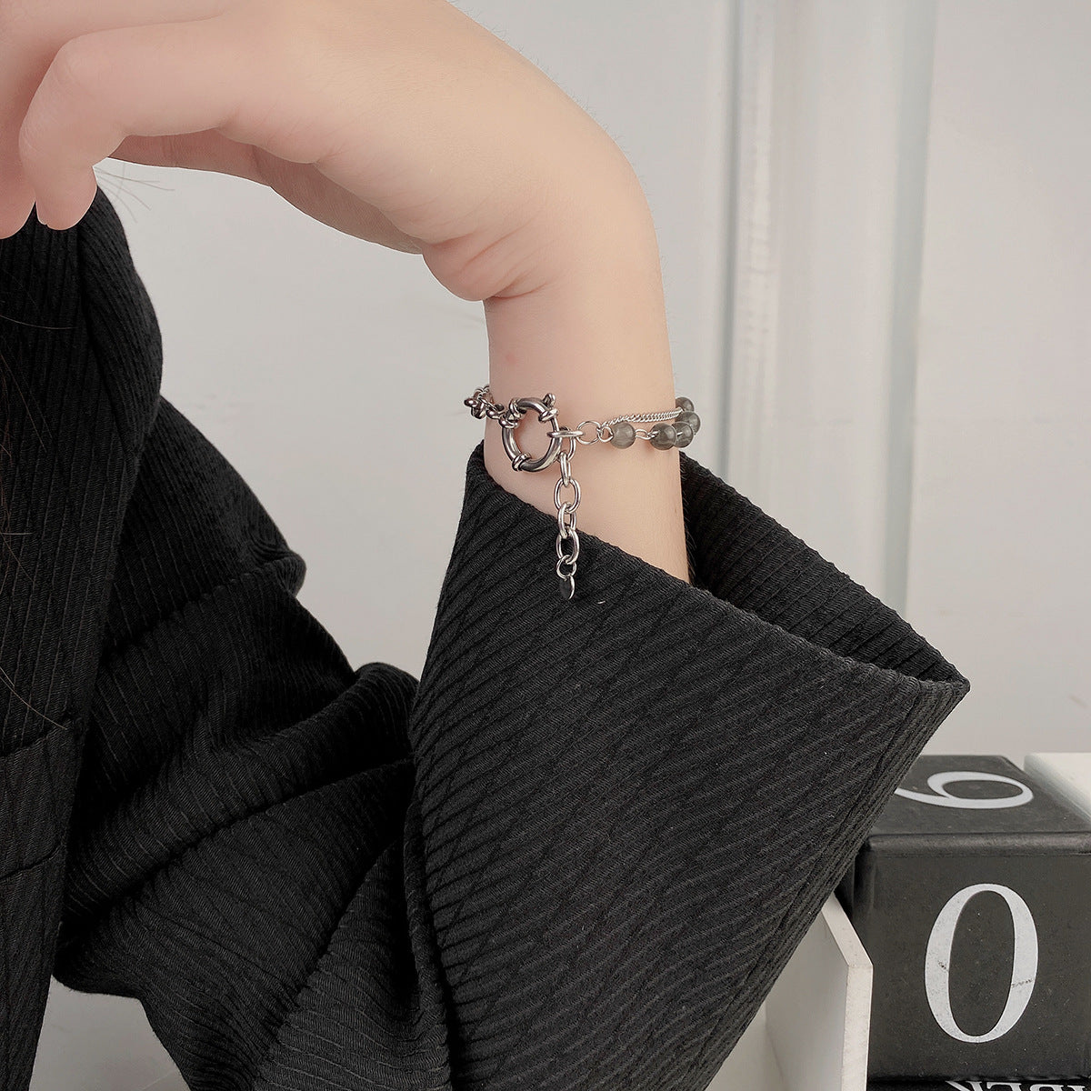 Bracciale opale grigio stratificato