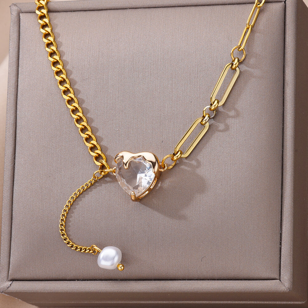 Collana cuore zircone semplice