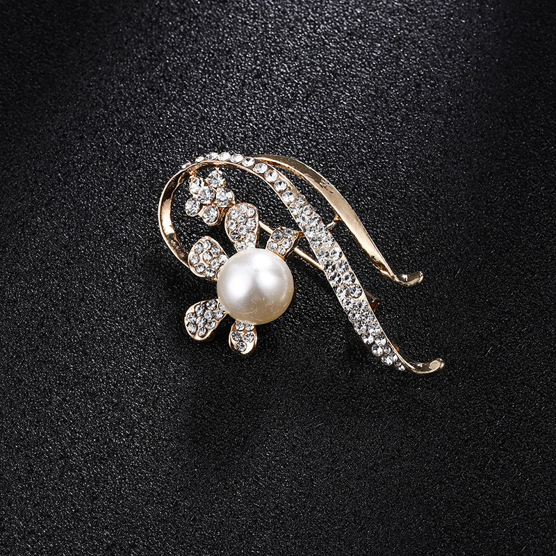 Spilla perla strass