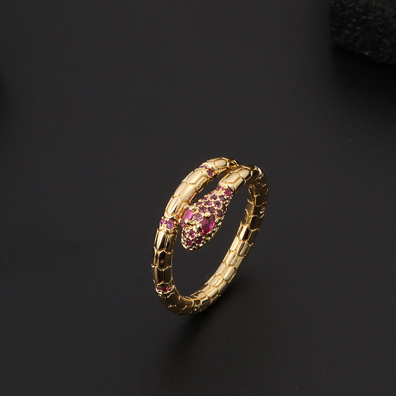 Anello serpente zircone aperto
