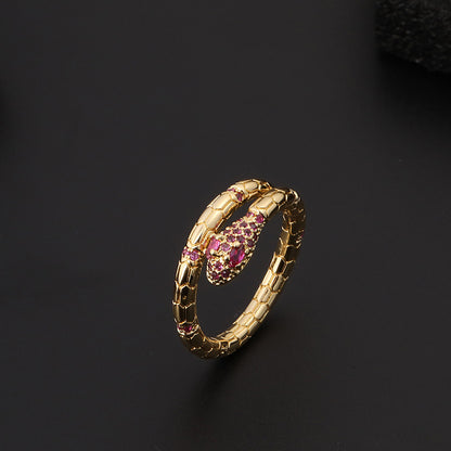 Anello serpente zircone aperto