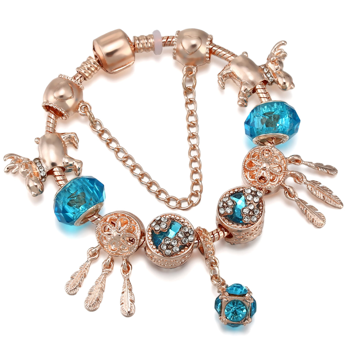Braccialetto charm nappa oro rosa