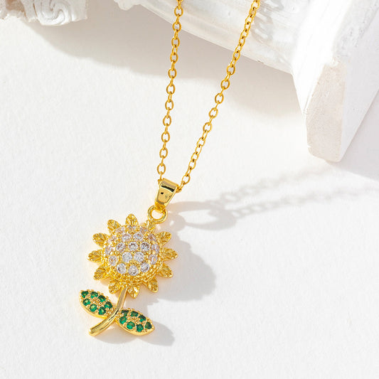 Collana girasole zircone acciaio titanio
