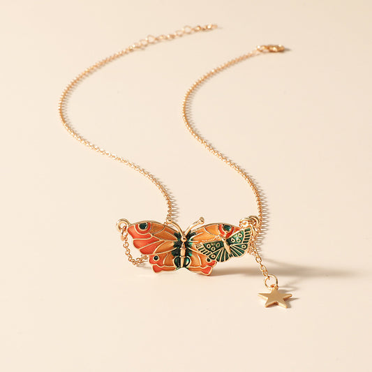 Collana farfalla smaltata corta