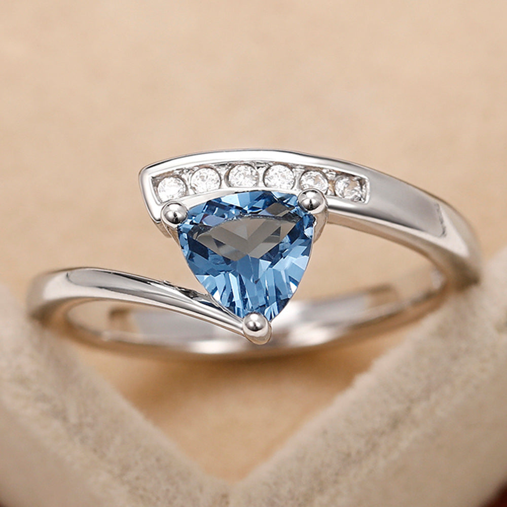 Anello zircone blu nero