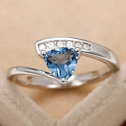 Anello zircone blu nero