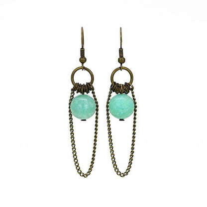 Orecchini catena bronzo con perline