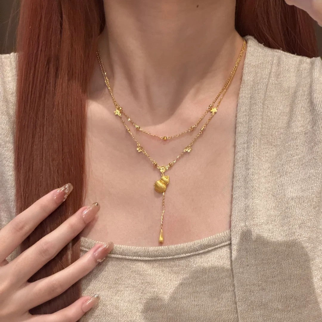 Collana Doppio Filo Fiori e Nappine
