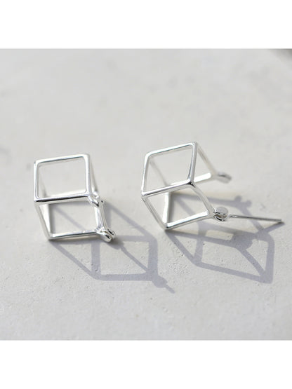 Orecchini cubi traforati argento