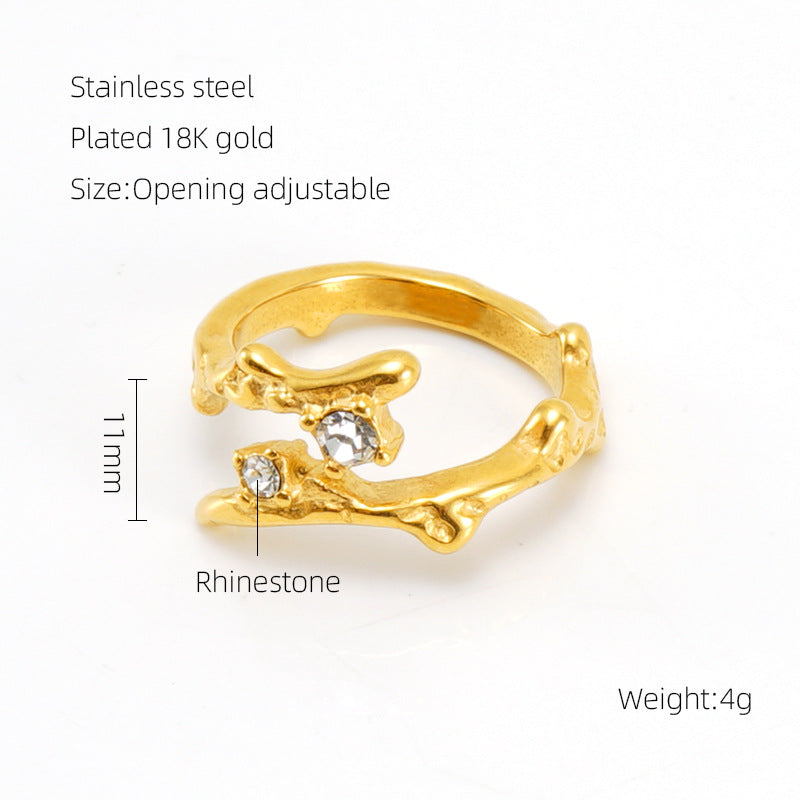 Anello pietra di luna geometrico irregolare