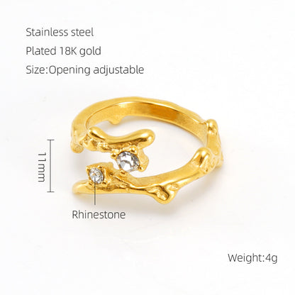 Anello pietra di luna geometrico irregolare