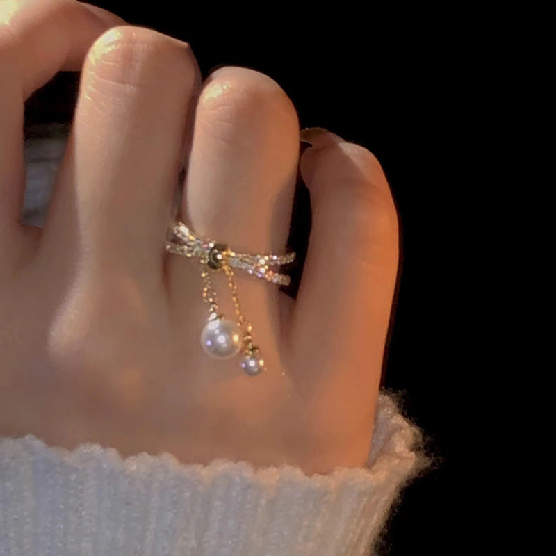 Anello perla barocca doppio strato