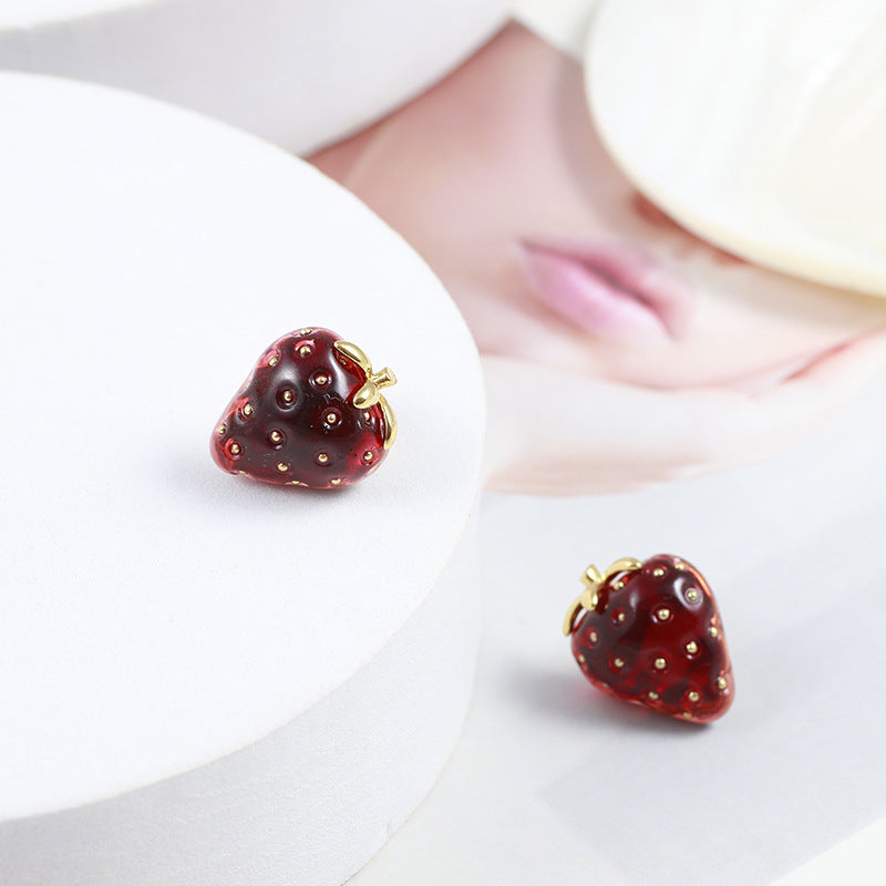 Orecchini fragola resina stereo
