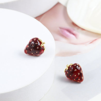 Orecchini fragola resina stereo