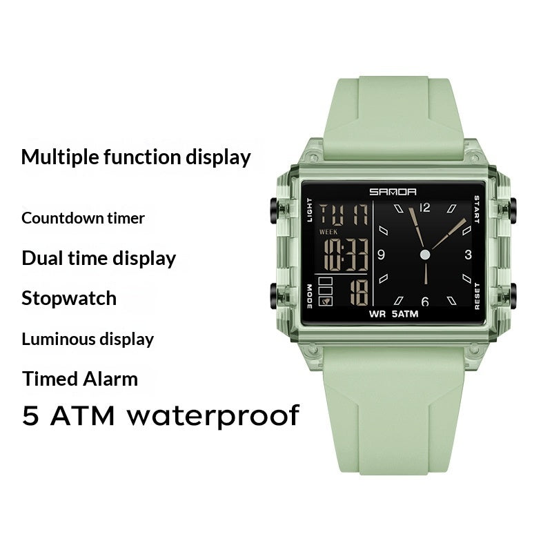 Orologio sportivo quadrato con quadrante grande