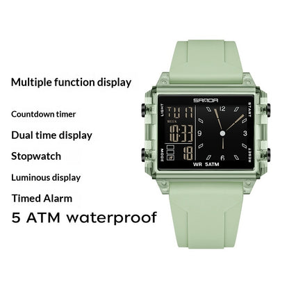 Orologio sportivo quadrato con quadrante grande