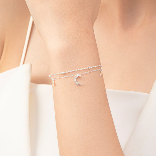 Bracciale stella e luna argento