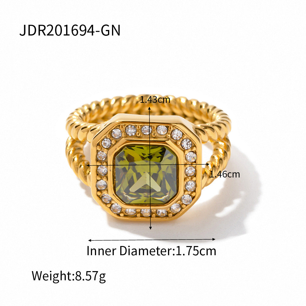 Anello ottagonale olivastro