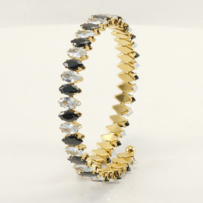 Braccialetto geometrico aperto con strass