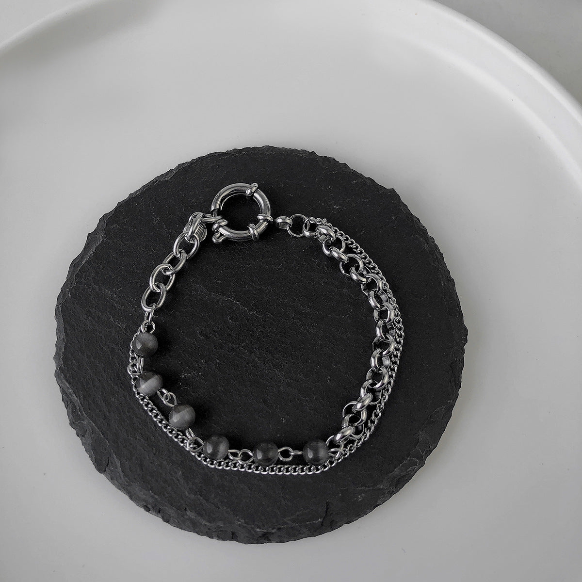 Bracciale opale grigio stratificato