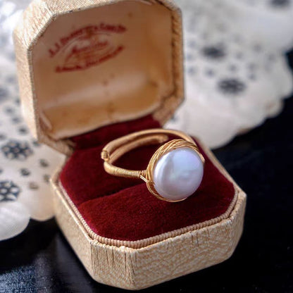 Anello perla d'acqua dolce fatto a mano