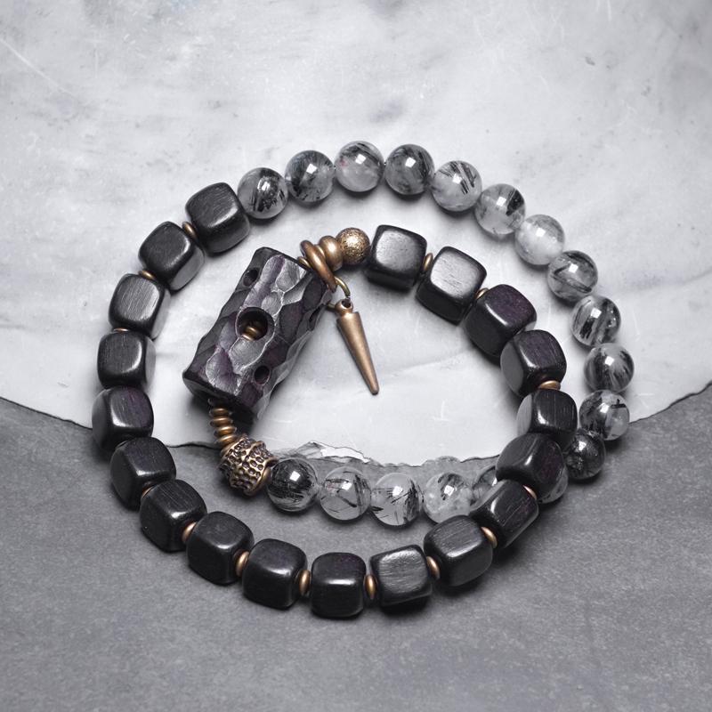 Bracciale cristallo nero etnico