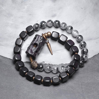 Bracciale cristallo nero etnico