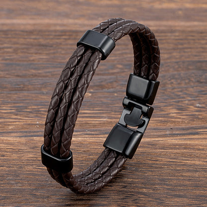 Bracciale pelle intrecciata