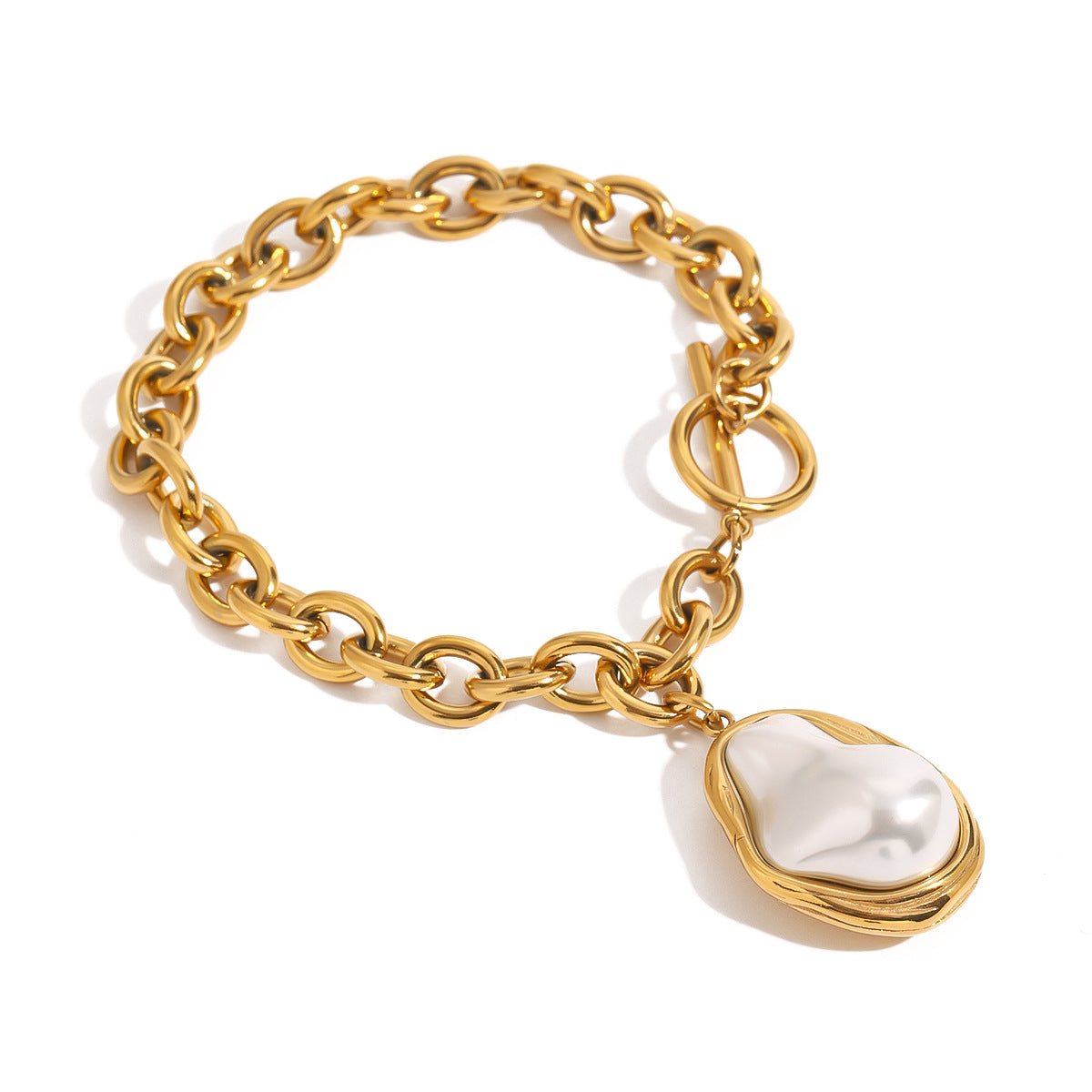 Bracciale in acciaio con placcatura oro