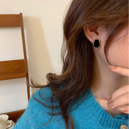 Orecchini argento nero geometrici retro