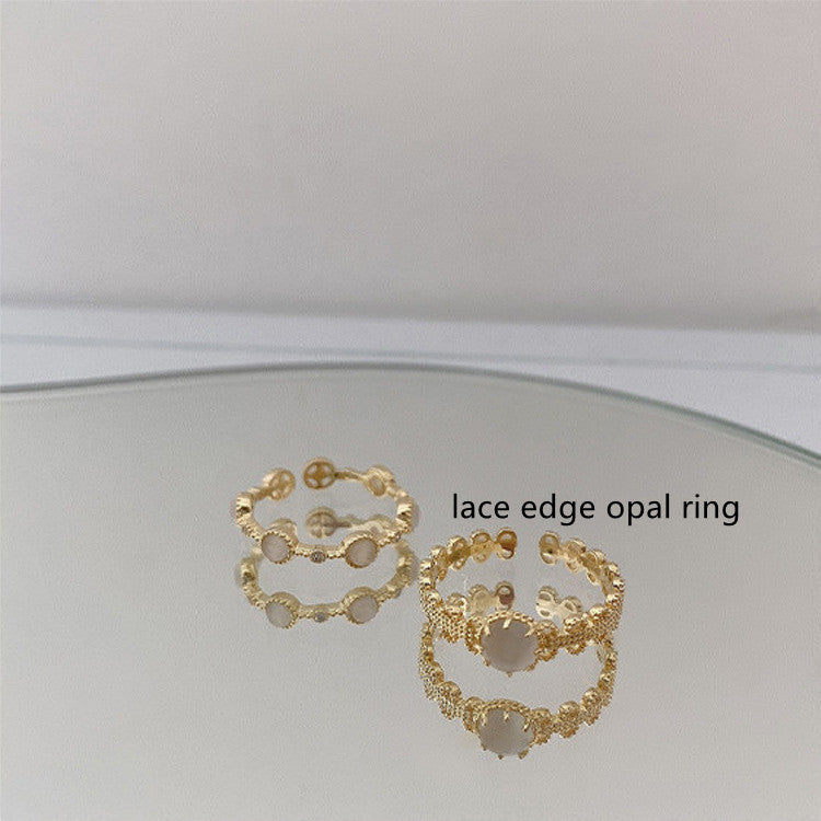 Anello opale fiore pizzo francese retrò