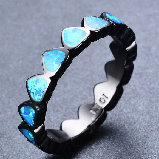 Anello opale cuore oro nero