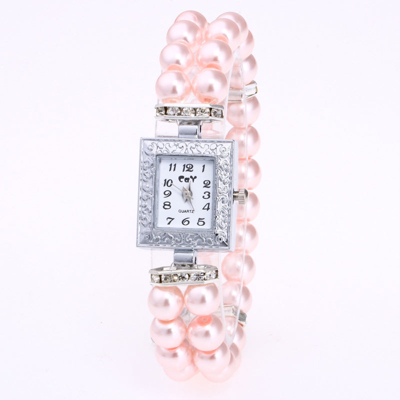 Orologio rettangolare perle