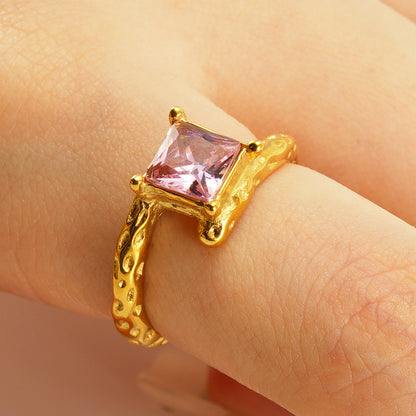 Anello pietra di luna geometrico irregolare