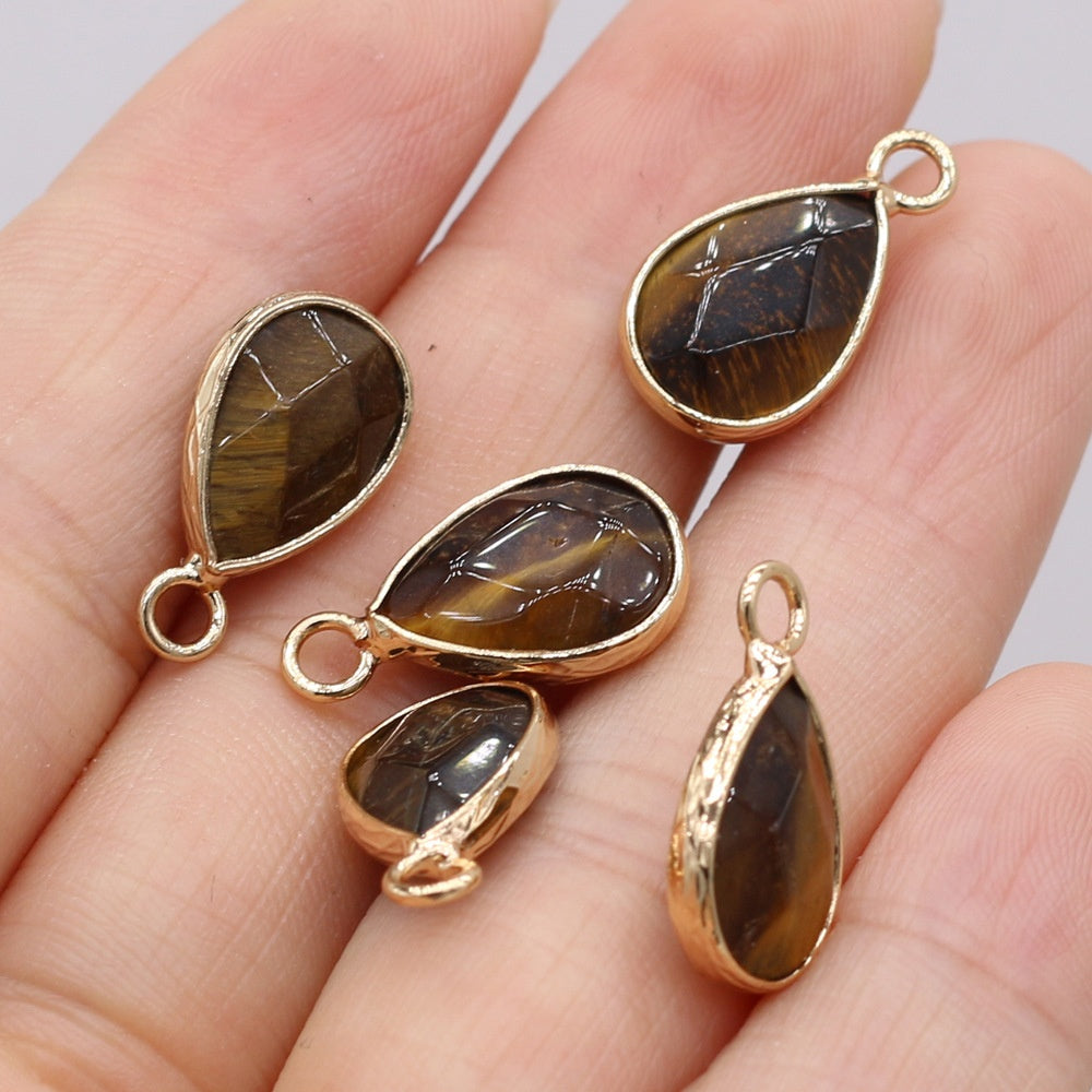 Pendente pietra naturale goccia oro