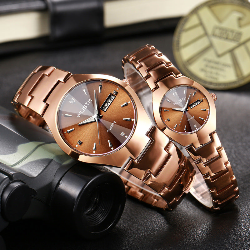 Orologio coppia acciaio luminescente