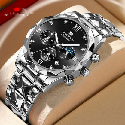 Orologio doppio calendario impermeabile in tungsteno