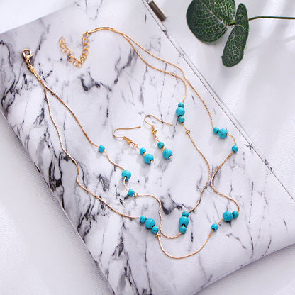 Set collana e orecchini turchese rotondo