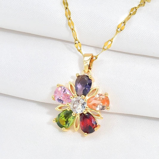 Collana e orecchini fiore cristalli