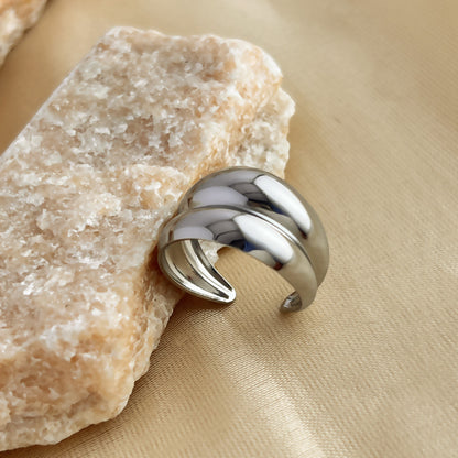 Anello acciaio geometrico cavo
