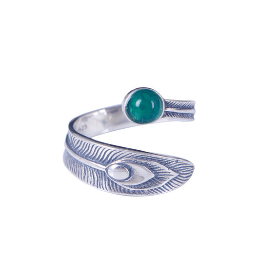 Anello coda di pavone argento