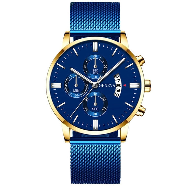 Orologio calendario quarzo mesh