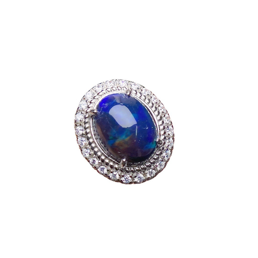 Anello in opale nero naturale