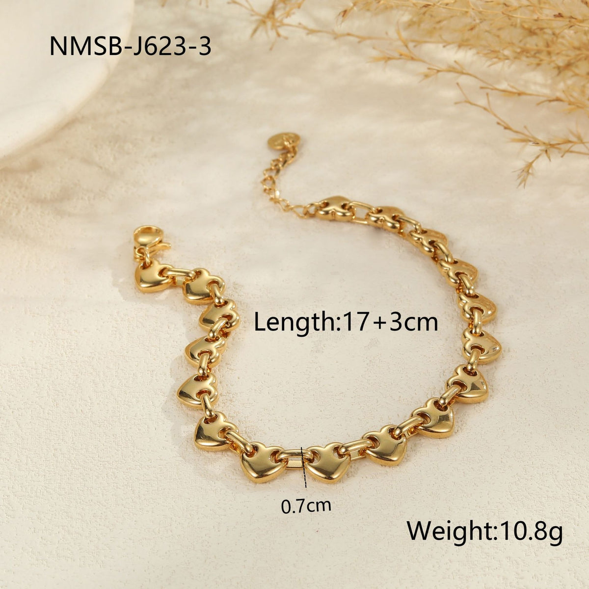 Bracciale cuore traforato resistente