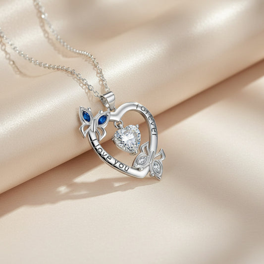 Collana cuore farfalla zircone