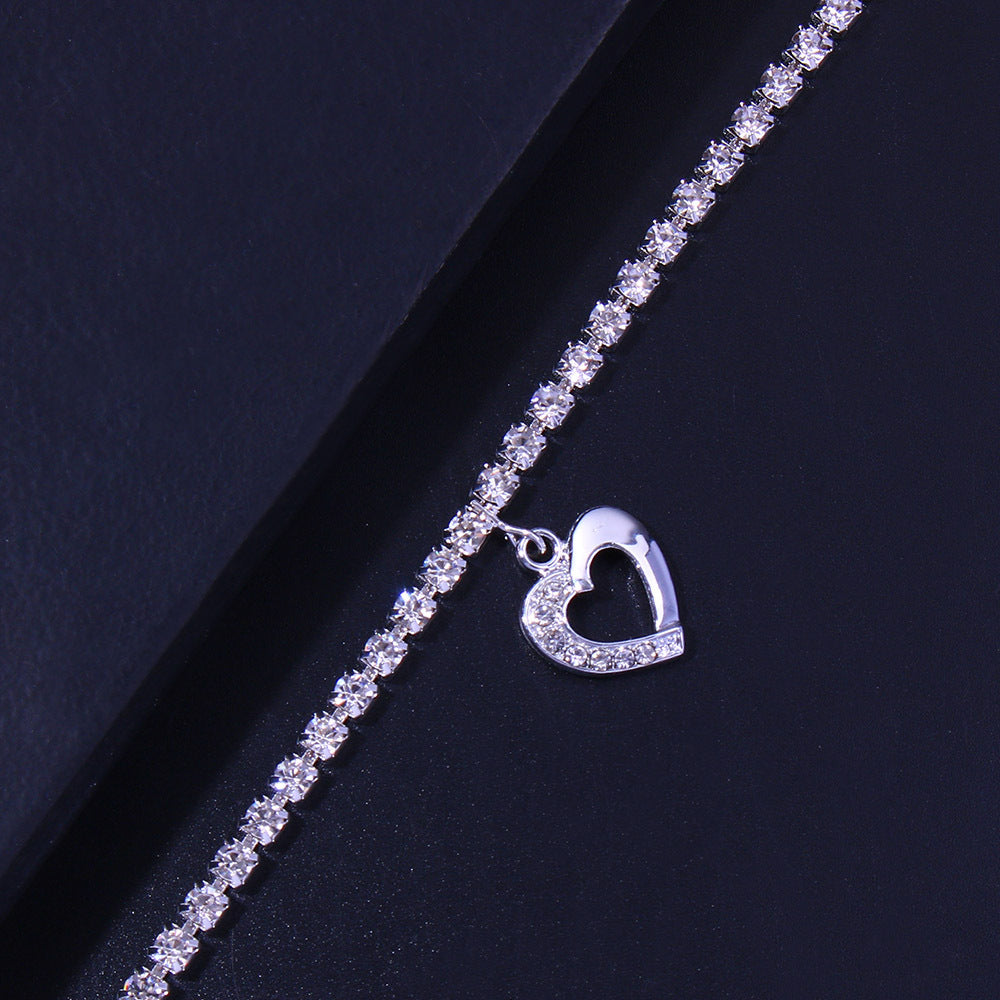 Cavigliera cuore strass da spiaggia