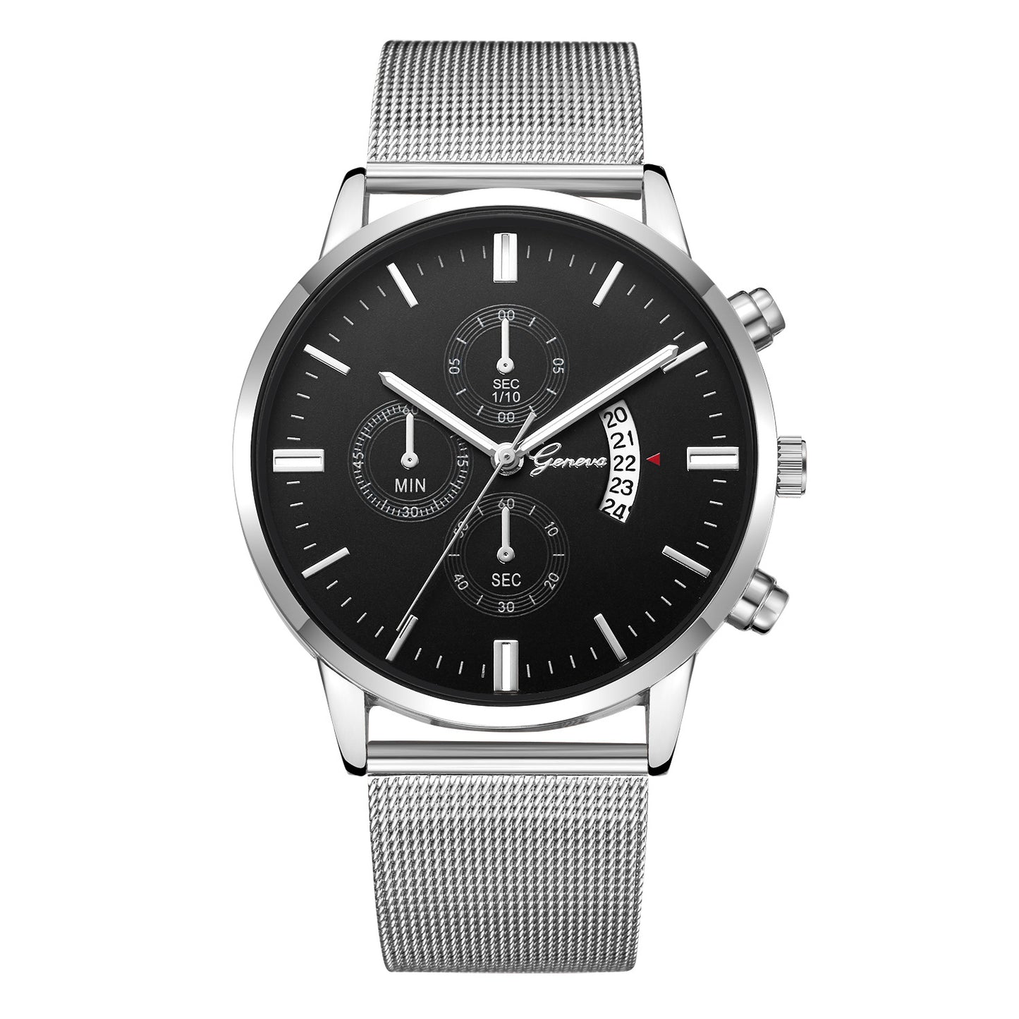 Orologio calendario mesh acciaio