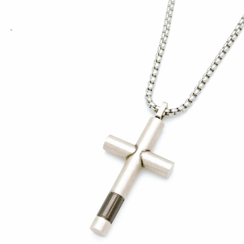 Collana croce lucida titanio
