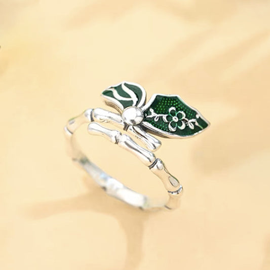 Anello farfalla smaltato bambù